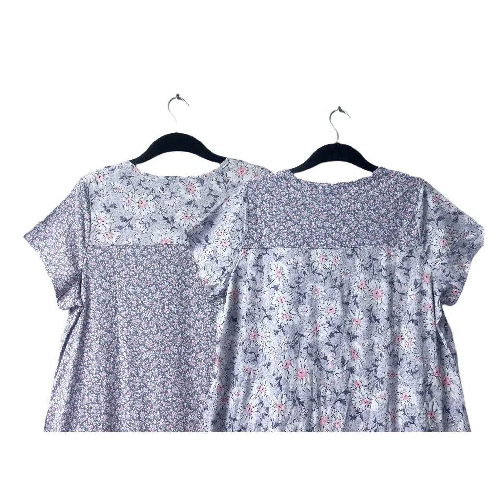 NEW! Carole Hochman Meadow Floral 100% Cotton 2-Pack‎ Sleepshirts Large